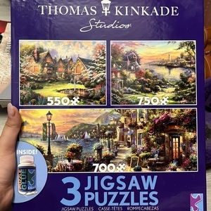 Thomas Kinkade Studios 3 jigsaw puzzle set